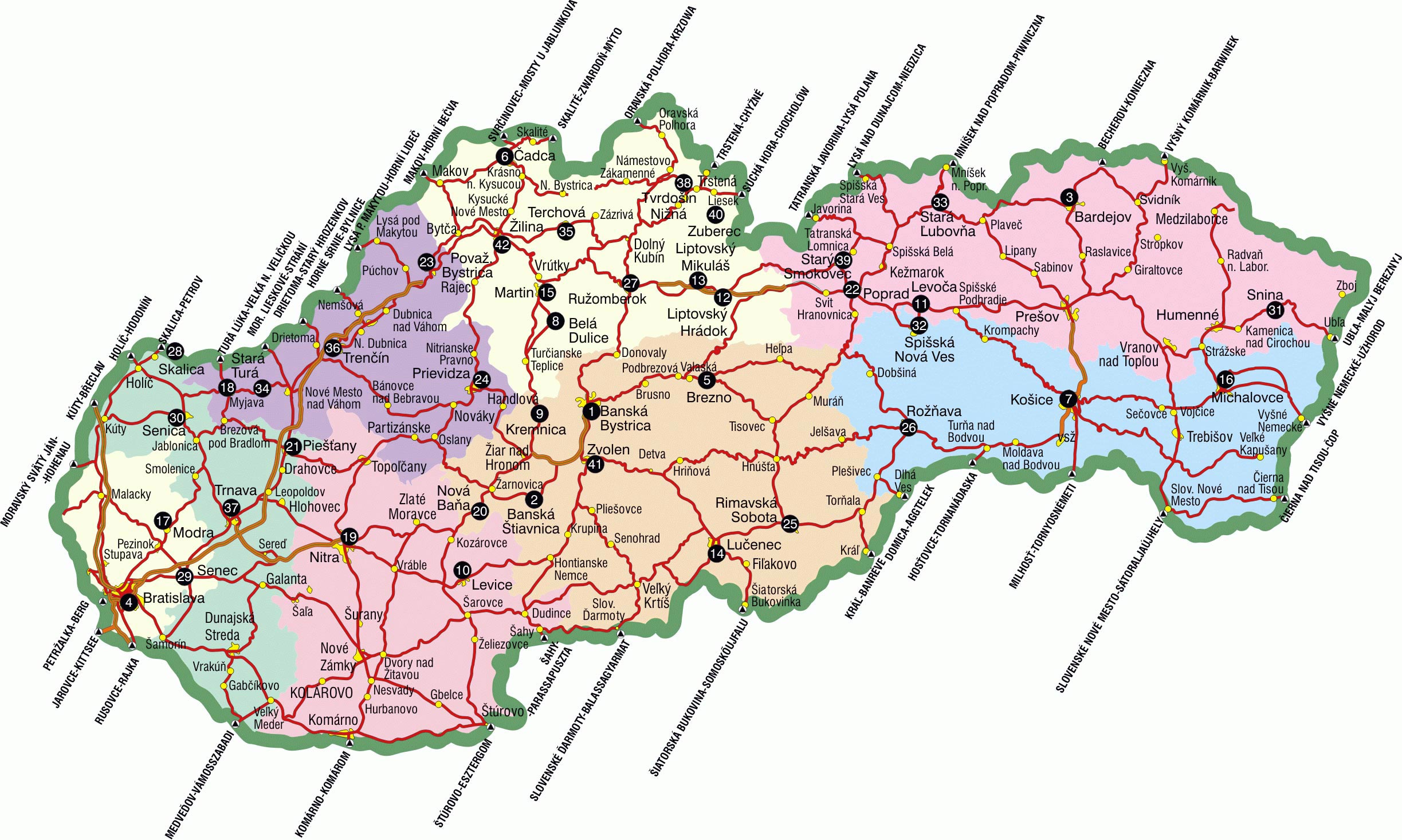 Mapa de carreteras de Eslovaquia